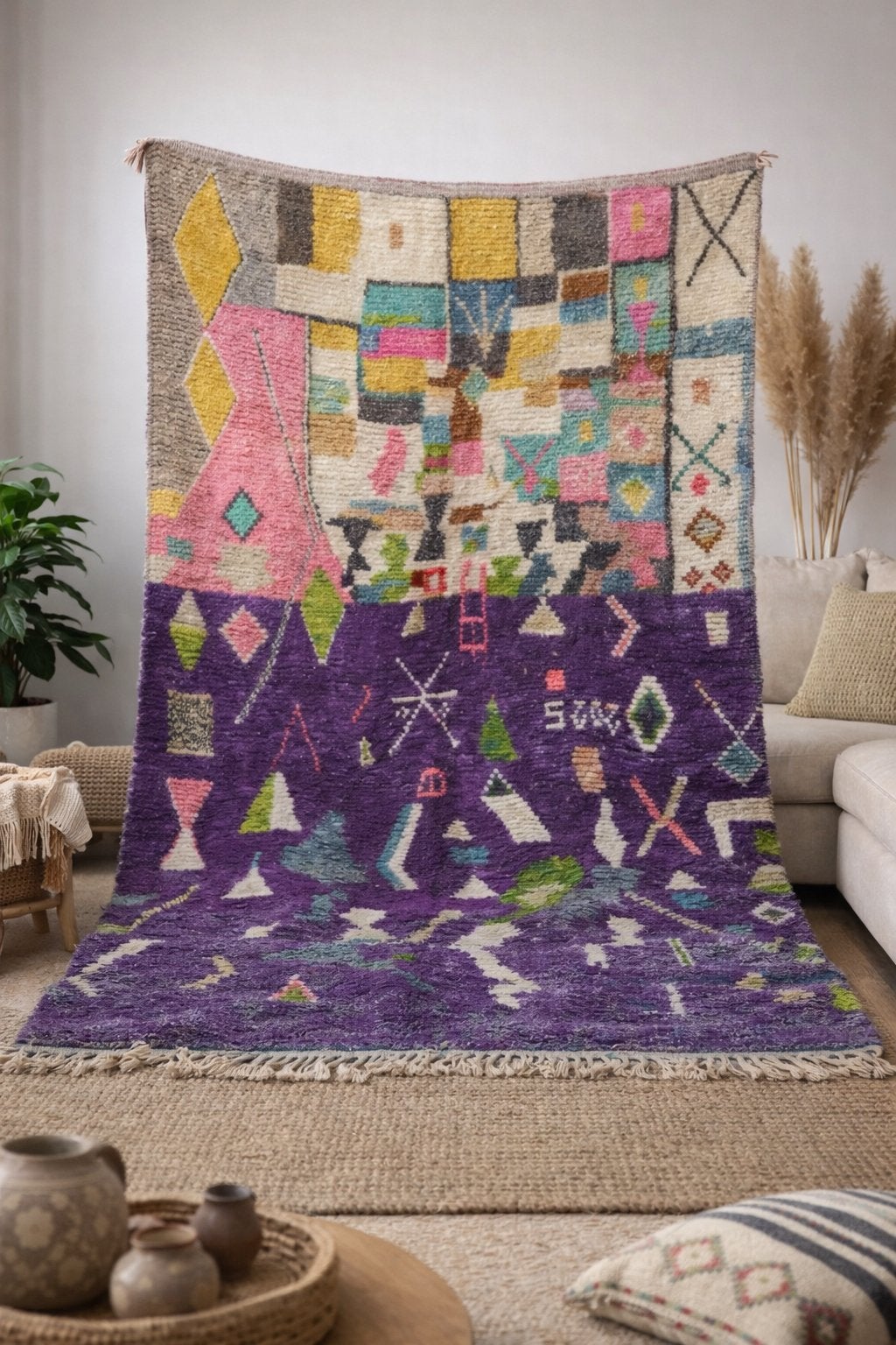 Prachtige handgemaakte Berber kleden, Modern boho, 200 cm of meer, Geel, Ophalen of Verzenden