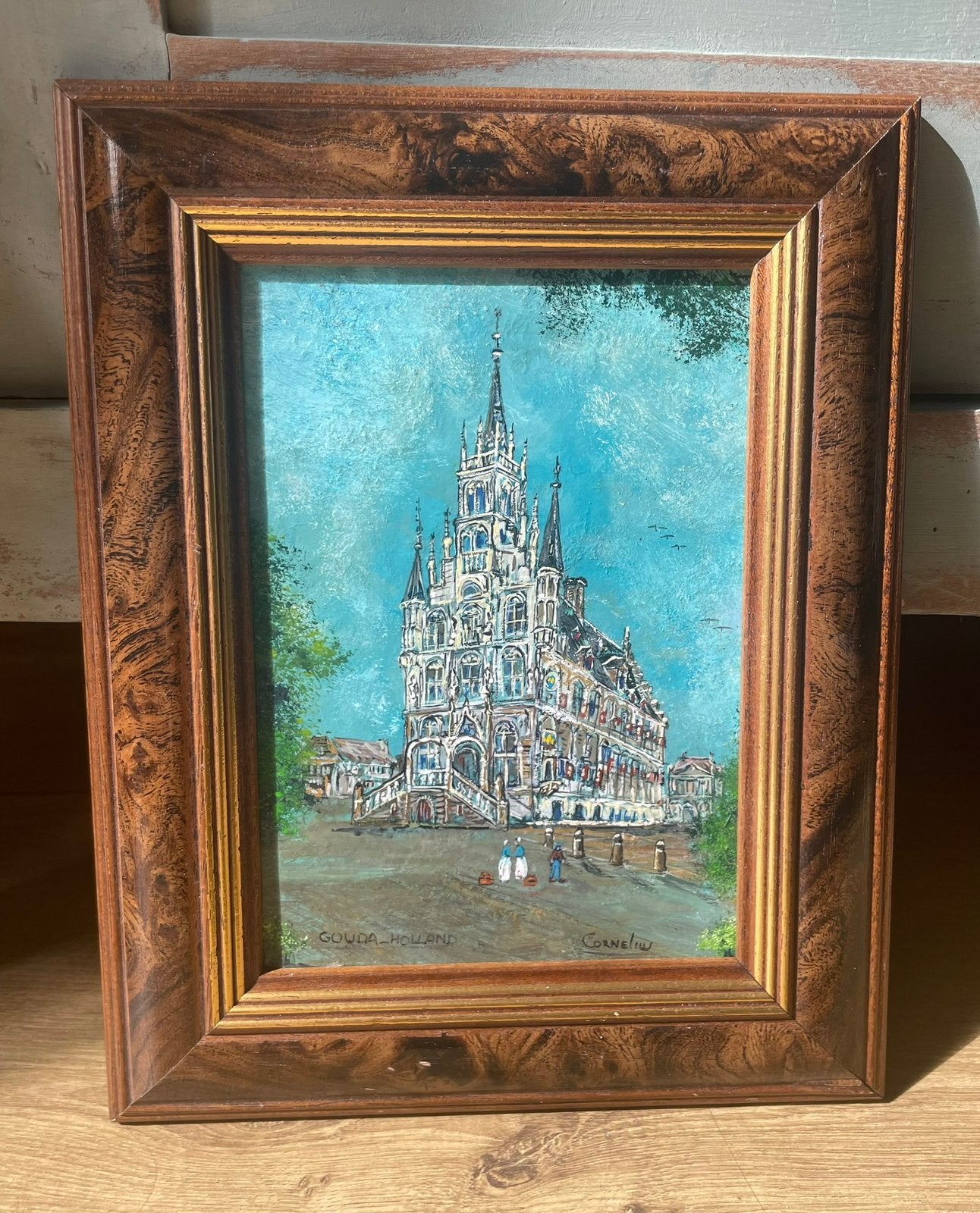 Prachtig schilderij Cornelius gemeentehuis Gouda Markt, Antiek en Kunst, Ophalen of Verzenden