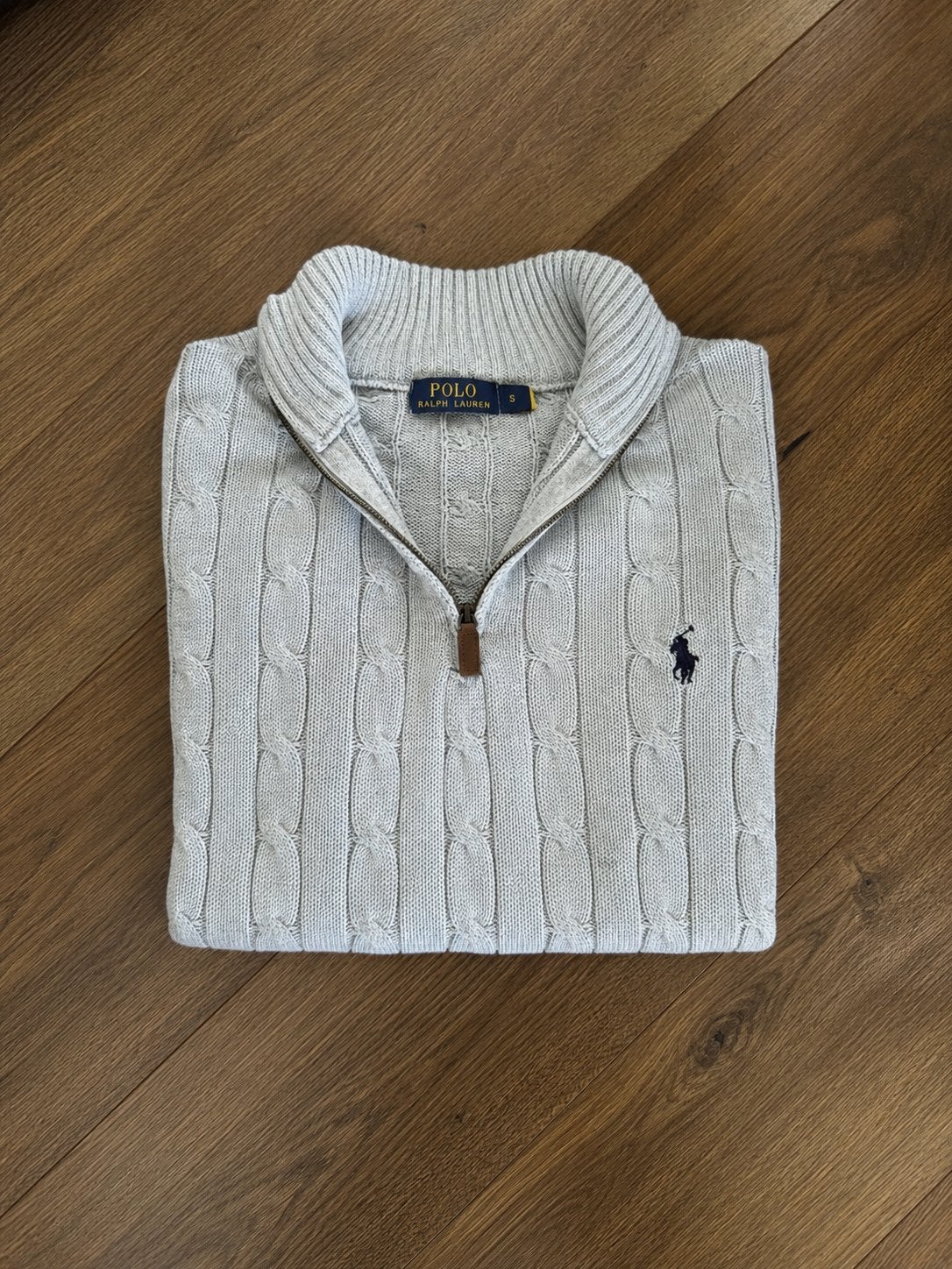 Ralph Lauren Cableknit Trui met rits, Ophalen of Verzenden, Zo goed als nieuw, Maat 46 (S) of kleiner, Grijs