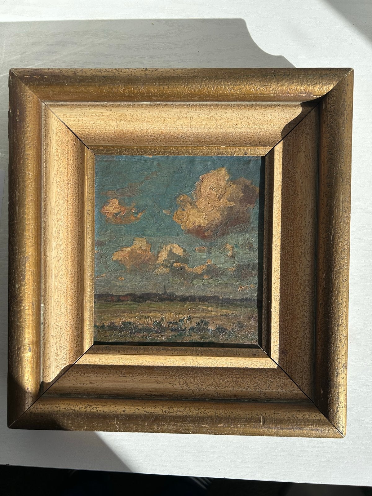 Klein schilderij van Jan Kagie Sr. - Landschap met wolken, Paneel, Impressionistisch, Ophalen of Verzenden, Gesigneerd