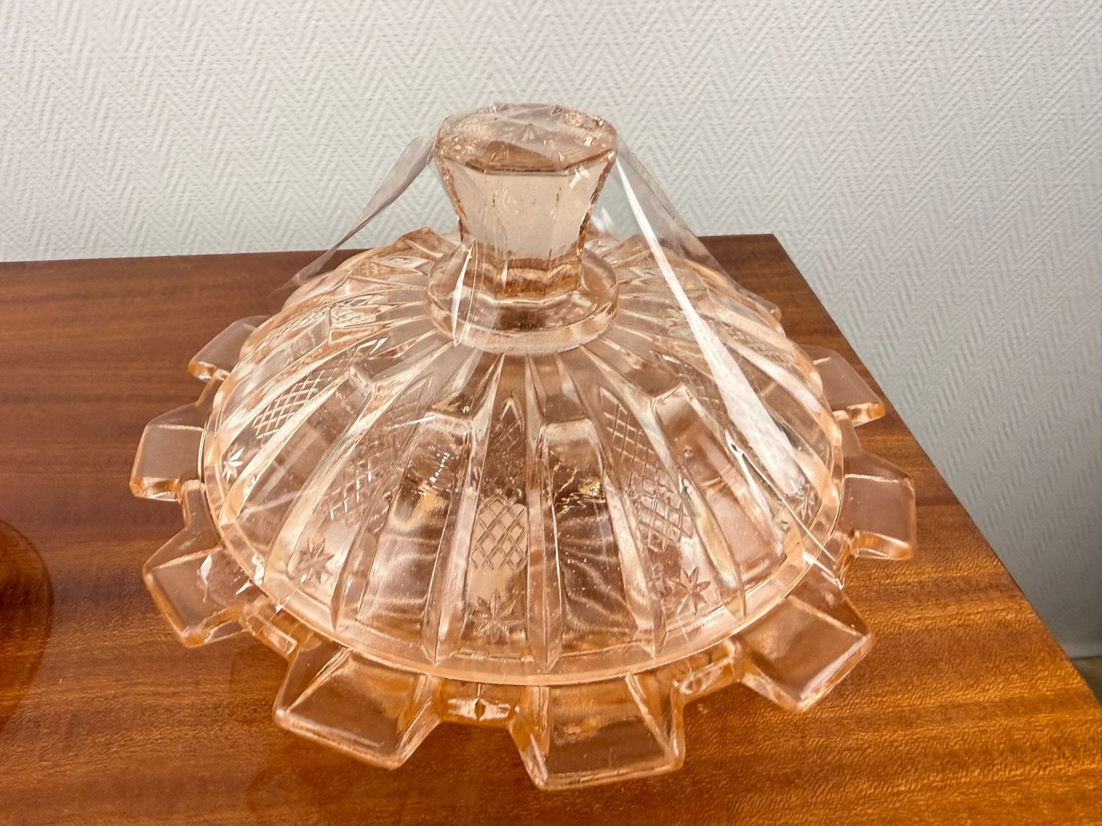 Vintage Roze Glazen Bonbonnière met Deksel, Ophalen of Verzenden
