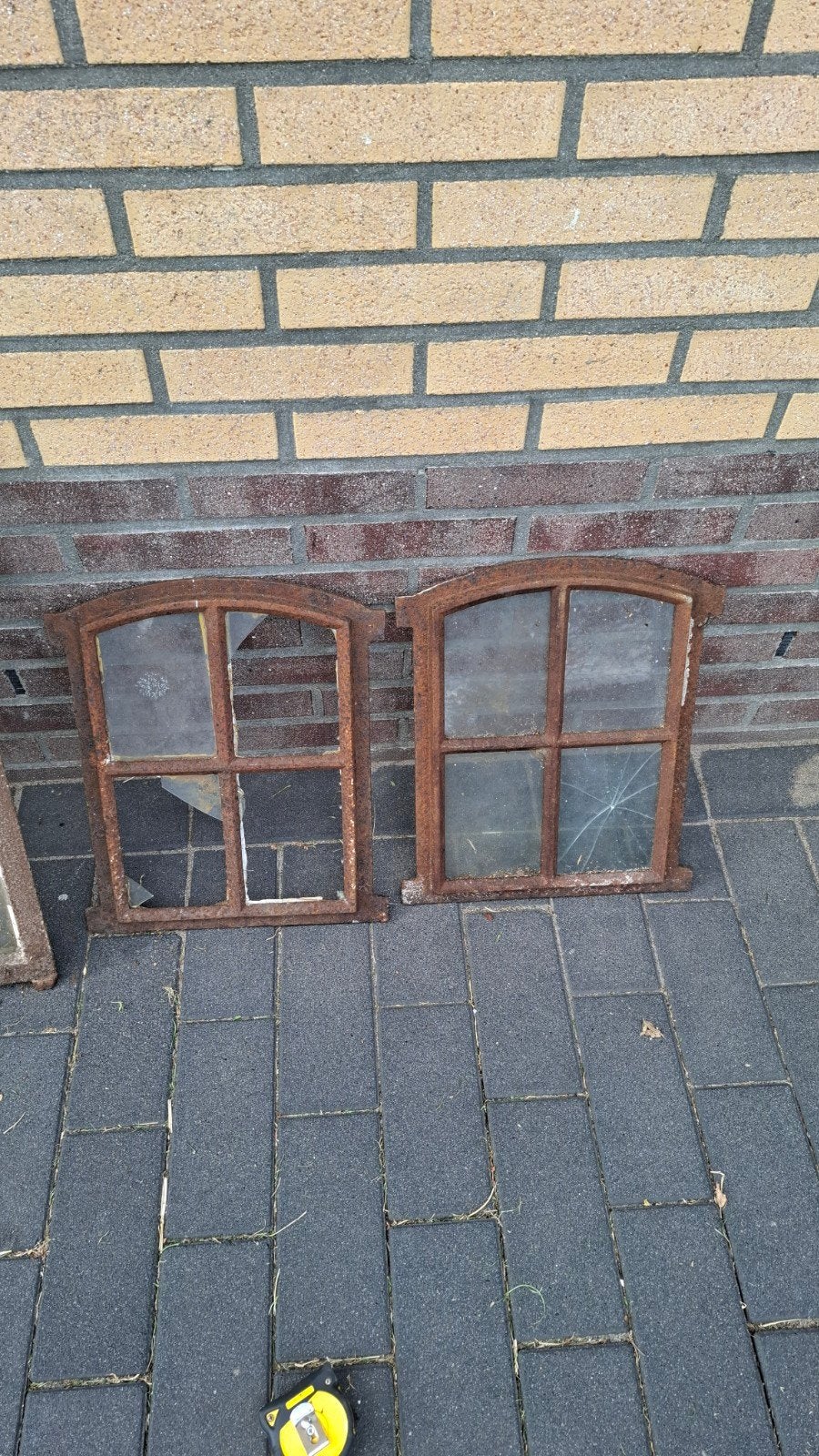 Oude ijzeren ramen met glas, Ophalen, Gevelraam of Ruit, Gebruikt, Minder dan 80 cm
