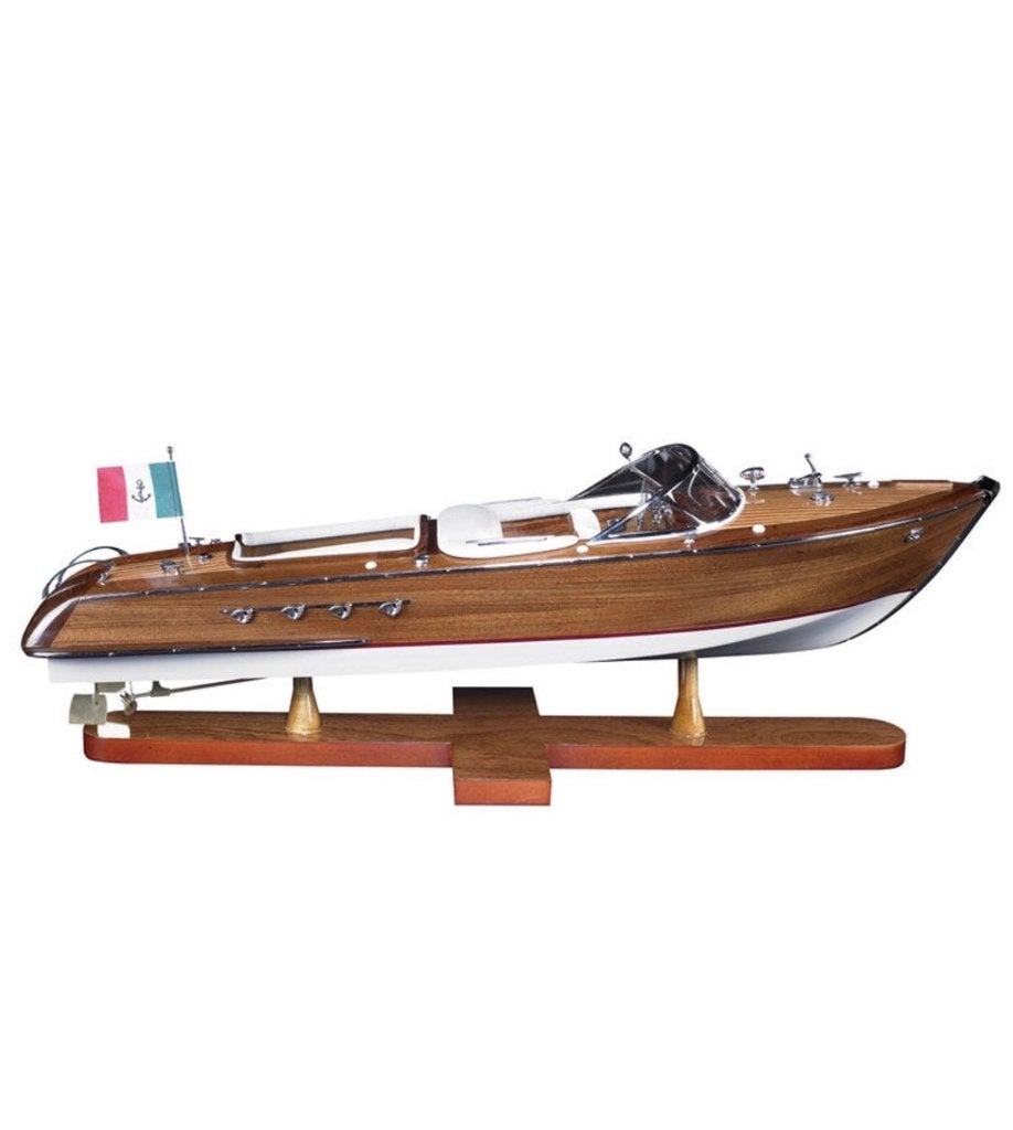 Model Riva speedboot – mahoniehout – zo goed als nieuw, Ophalen, Hout, Beeld, 12 cm