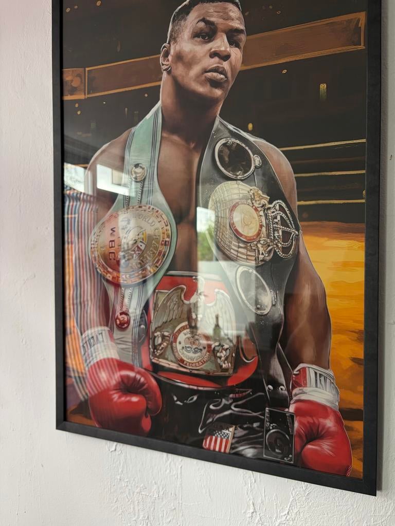 Mike Tyson 'glas' schilderij - Iconische bokser, Ophalen of Verzenden, Zo goed als nieuw, Schilderij, 75 cm of meer