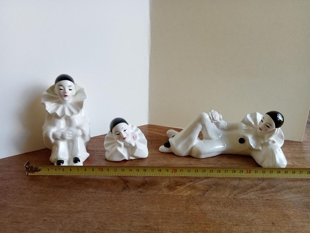 3 stuks mooie  pierrot beeldjes  jare 70, Ophalen of Verzenden, Zo goed als nieuw, Mens