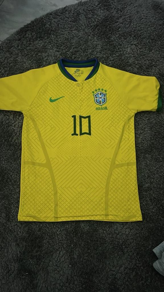 Nike Brazilië Thuisshirt Neymar Jr. #10 Kindermaat, Geel, Ophalen of Verzenden, Zo goed als nieuw, Voetbal