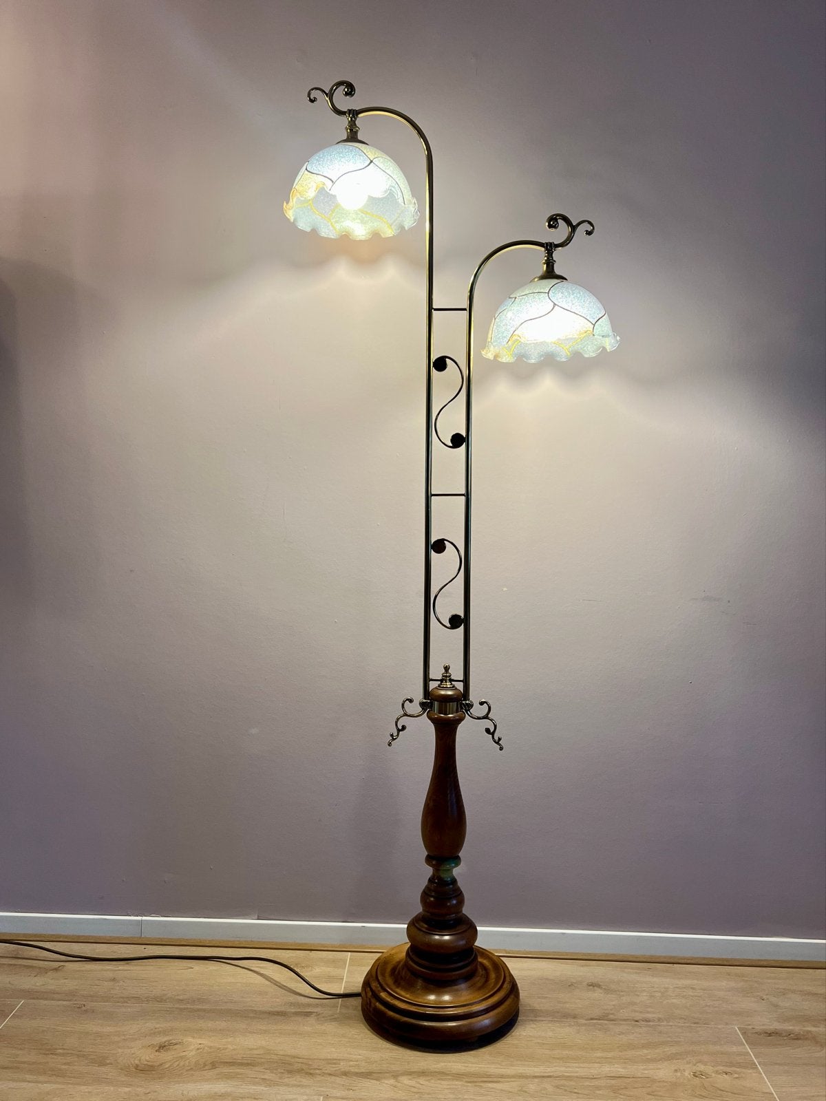 Prachtige Vintage Staande Lamp - 180 cm - Glas-in-lood look, Huis en Inrichting, Gebruikt, Lisa, Vintage, Ophalen of Verzenden