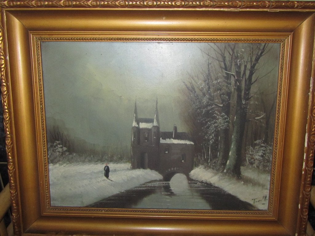 Vintage Tavelli schilderij; ingelijst, Antiek en Kunst, Kunst | Schilderijen | Klassiek, Ophalen of Verzenden, Realistisch, Ingelijst