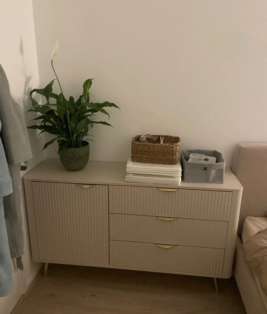 Meubella sideboard Lima – beige – 138 cm – €200, Ophalen, 100 tot 150 cm, Met lade(s), Zo goed als nieuw