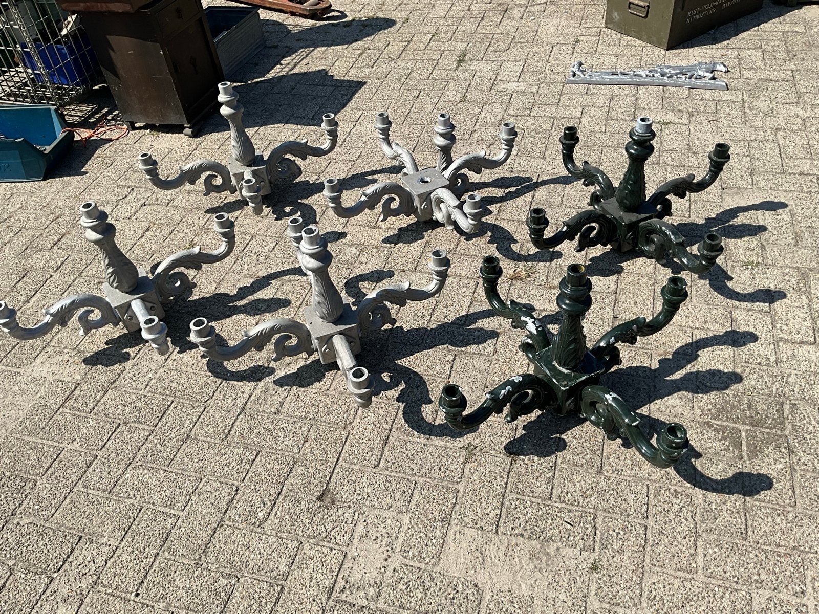 Aluminium Armatuur 5 arms, Tuin en Terras, Buitenverlichting, Ophalen, Staande lamp, Netvoeding, 250 watt of meer