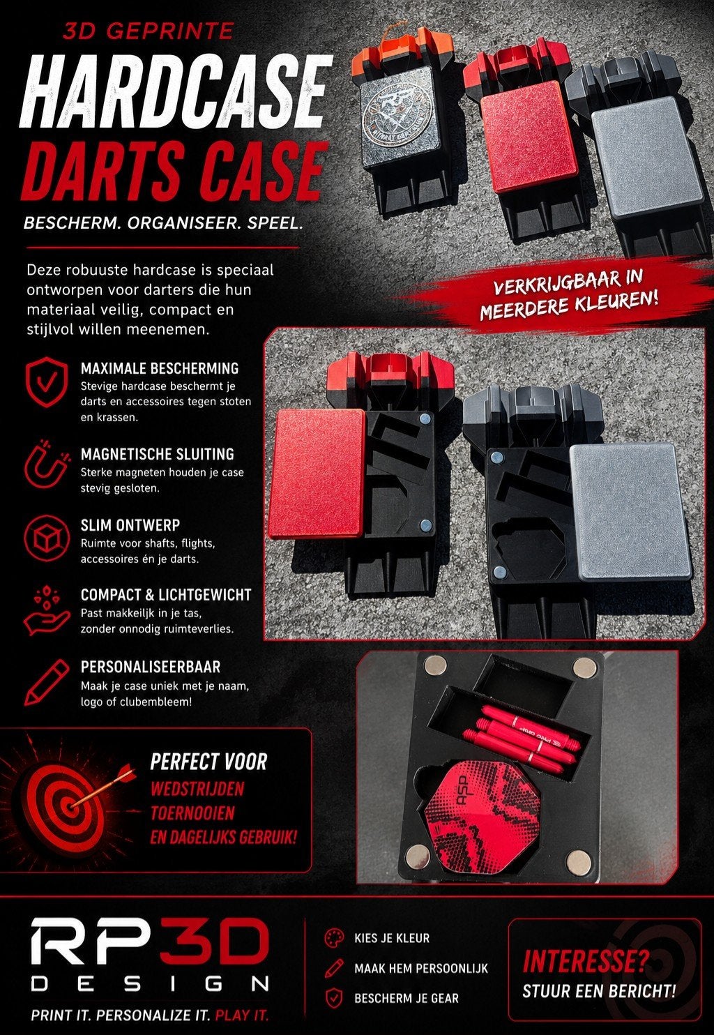 3D Geprinte Hardcase Darts Case - Bescherm & Organiseer, Ophalen of Verzenden, Nieuw, Overige typen