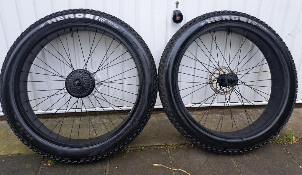 ⭐️26 X 4.00 ⭐️Fatbike Achterwiel en Voorwiel Met Banden, Fietsen en Brommers, Fietsonderdelen, Wiel, Ophalen of Verzenden, Zo goed als nieuw