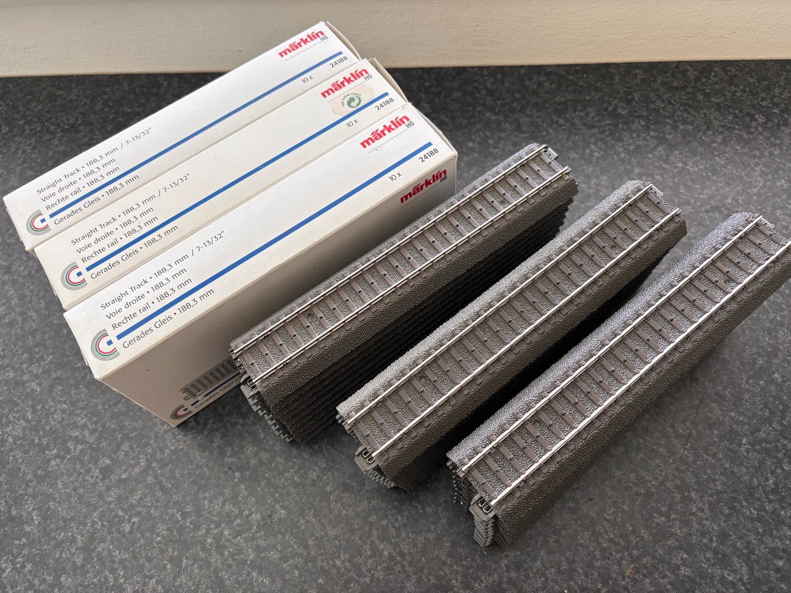 30 Marklin c rail’s 24188 met doos, Wisselstroom, Gebruikt, Rails, Ophalen of Verzenden