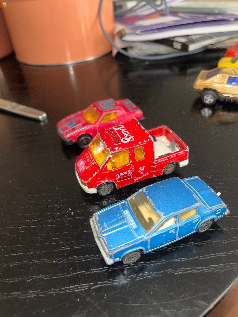 Vintage Majorette  –3 oude auto’s  Triumph TR7, Ford Transit, Ophalen of Verzenden, Gebruikt