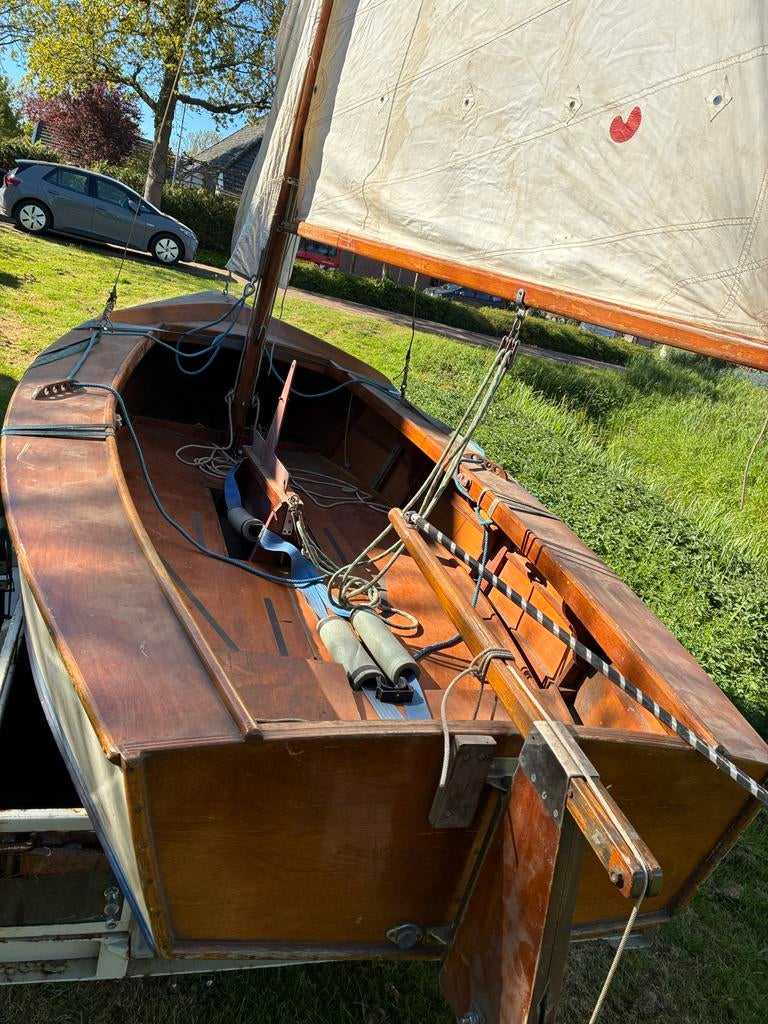 Klassieke houten zeilboot Flits, hechthout,, Watersport en Boten, Kajuitzeilboten en Zeiljachten, Ophalen, Gebruikt, Overige brandstoffen