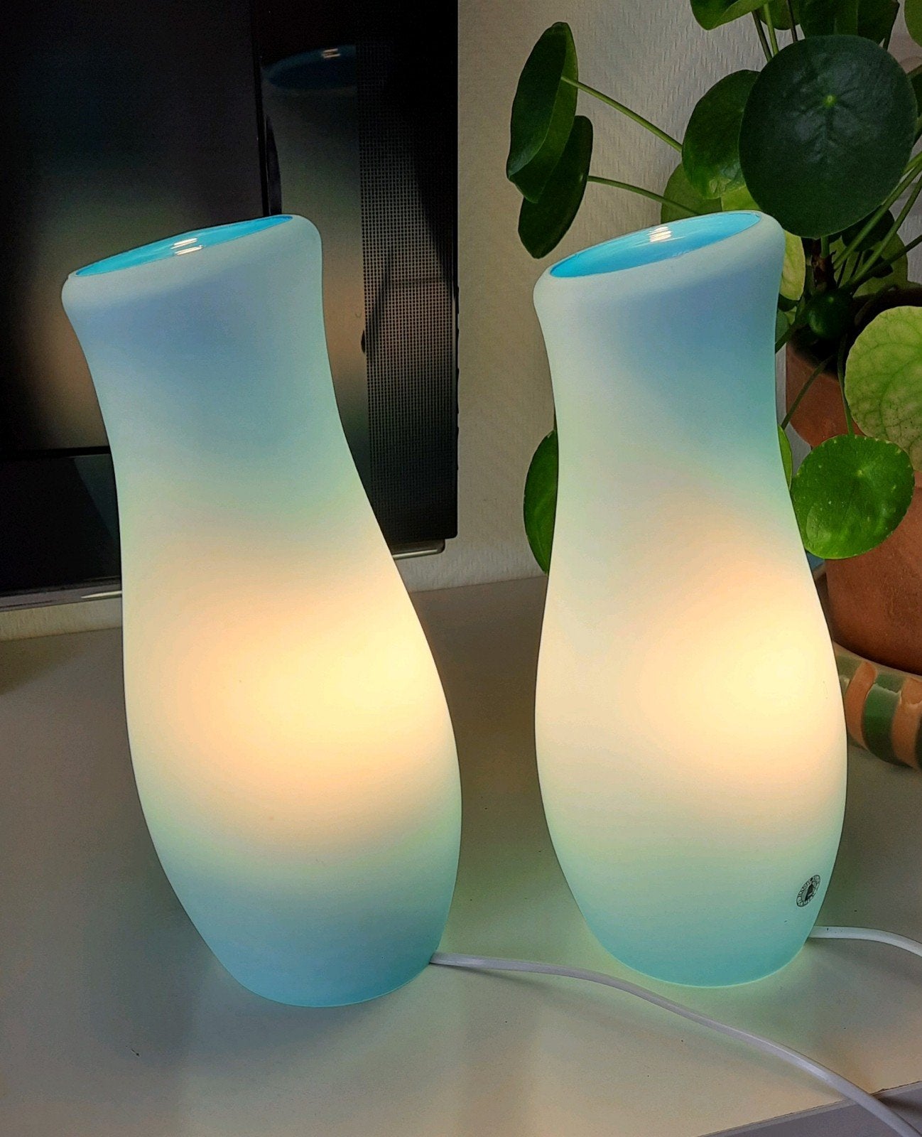 Ikea tafellamp type mylonit blauw, lees de beschrijving, Huis en Inrichting, Blauw, Ophalen of Verzenden, IKEA, Glas