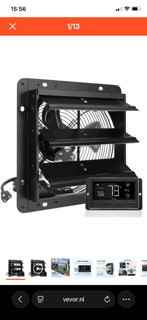 Schuurventilator  254mm temperatuur en vochtigheidregeling, Ophalen, Nieuw, Ventilator