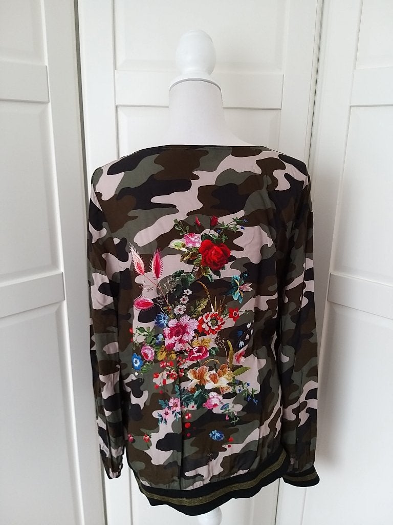Geisha zgan camouflage floral blouse top, maat 3XL 46, Geisha, Maat 46/48 (XL) of groter, Ophalen of Verzenden, Zo goed als nieuw