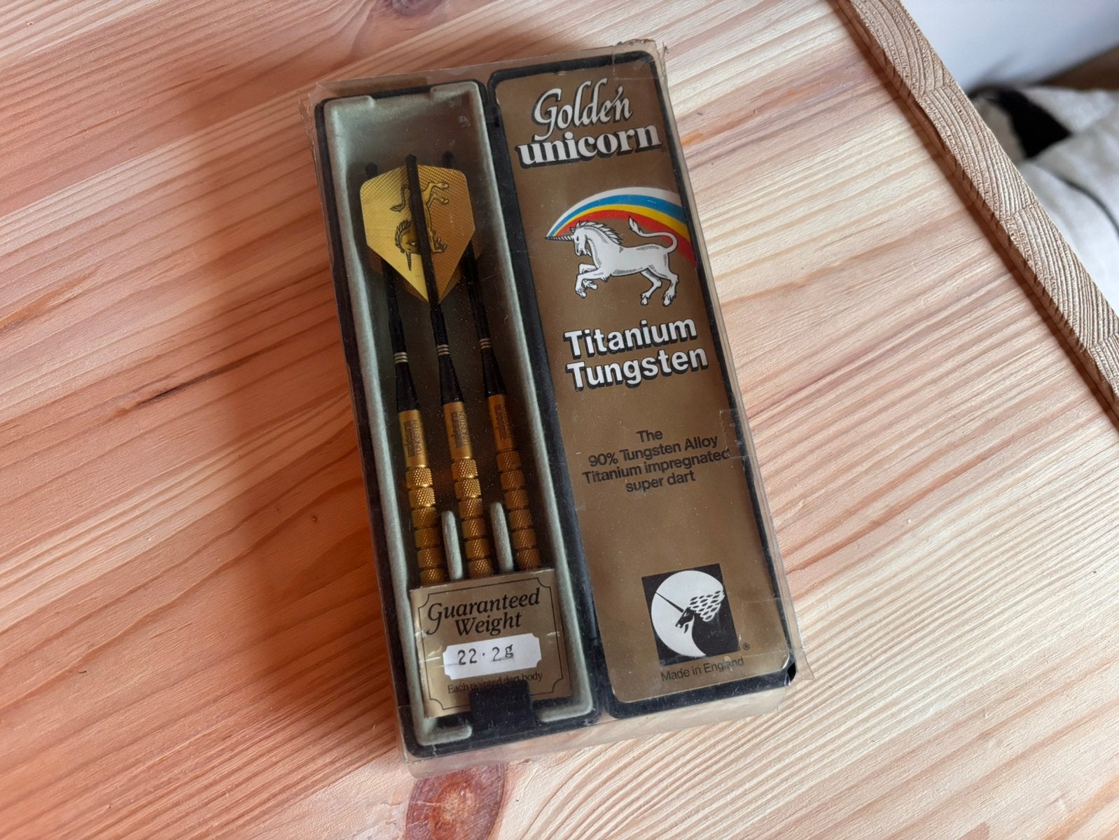 Unicorn Golden Titanium Tungsten darts - 22 gram, Ophalen of Verzenden, Zo goed als nieuw, Pijlen