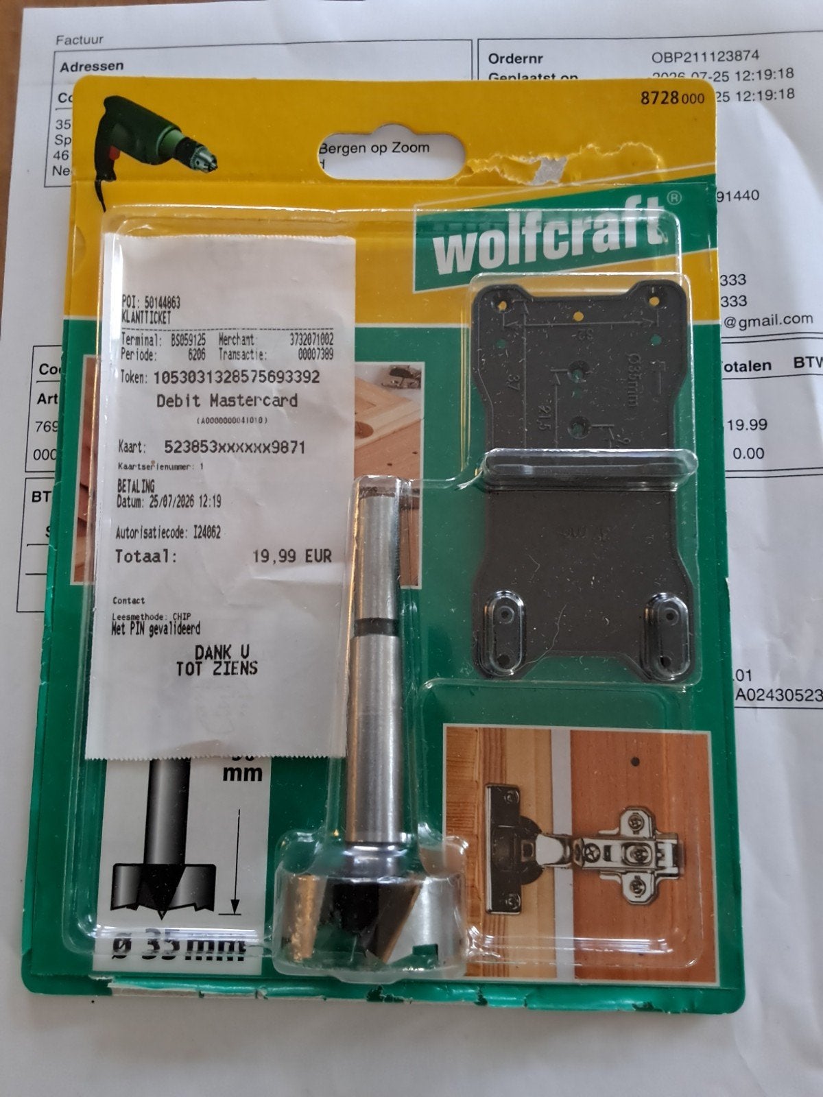 Wolfcraft Scharnierboor set Ø 35 mm - Nieuw in verpakking, Ophalen of Verzenden, Nieuw, Overige typen