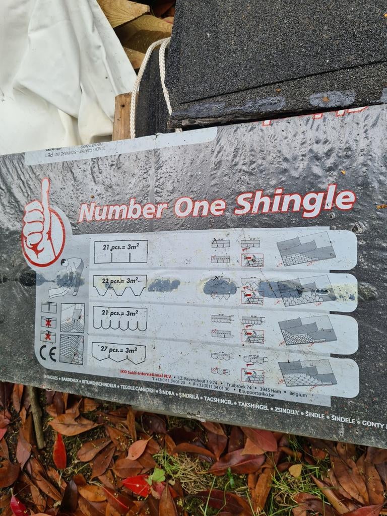 1x21 st.Number One Shingle Dakshingles - Zwart 21 st, Doe-het-zelf en Verbouw, Dakpannen en Dakbedekking, Ophalen, Overige materialen