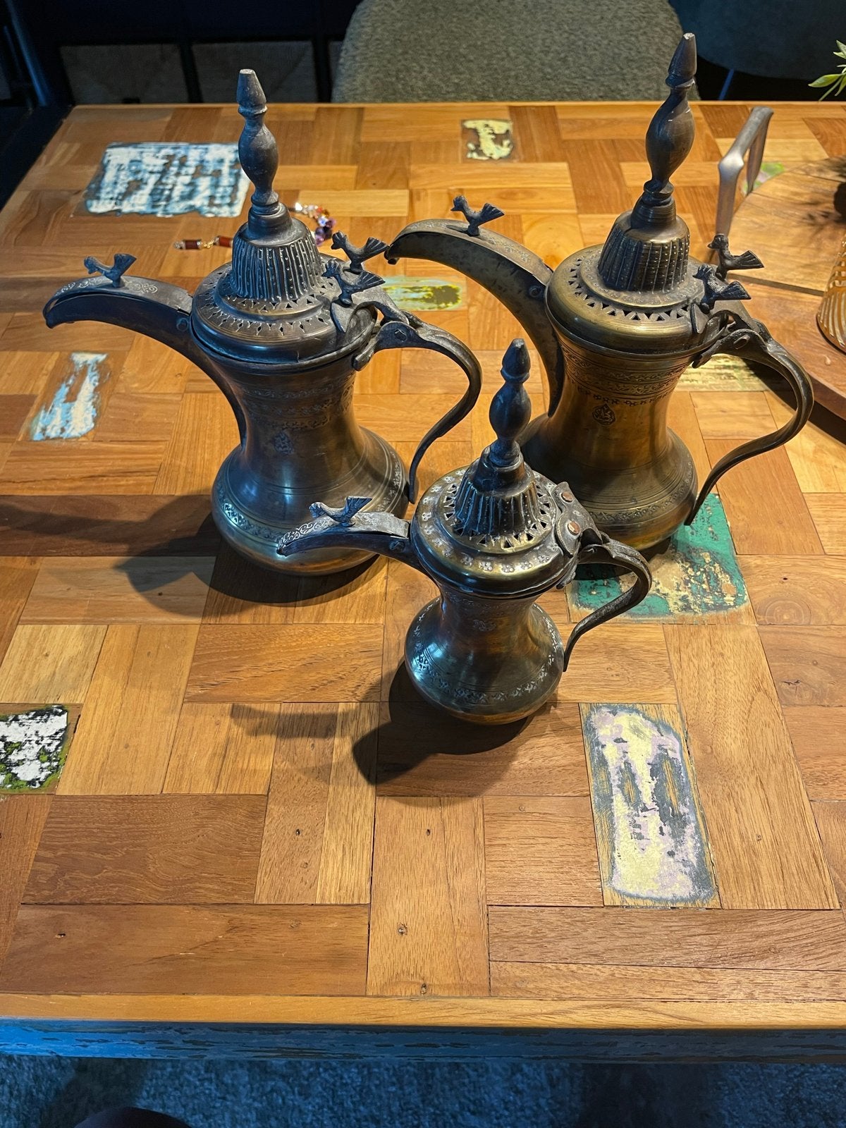 Set van 3 Antieke Arabische Dallah Koffiekannen, Ophalen of Verzenden