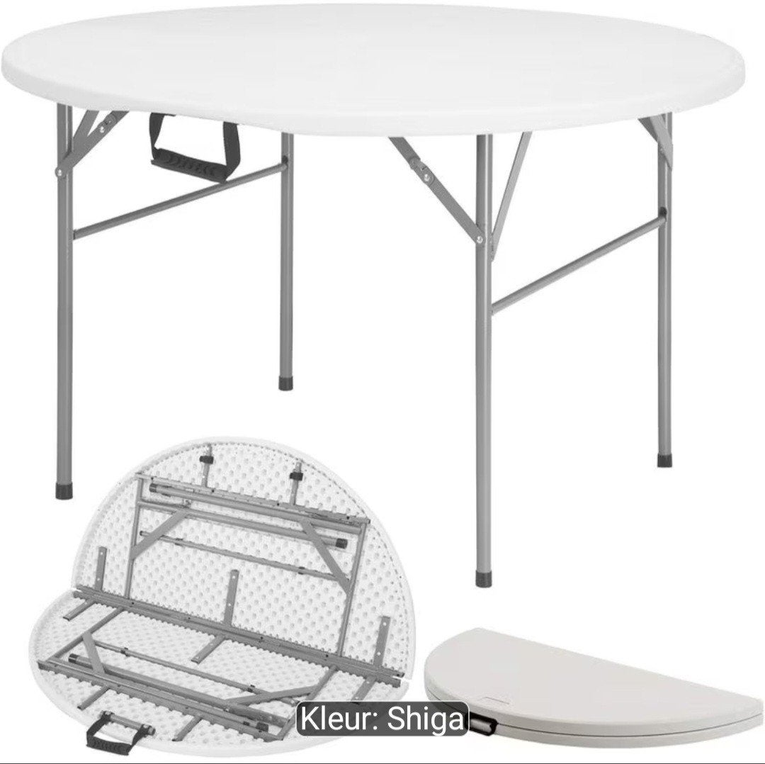 Witte opvouwbare ronde tafel - 120 cm, Ophalen, Rond, Nieuw, 100 tot 150 cm