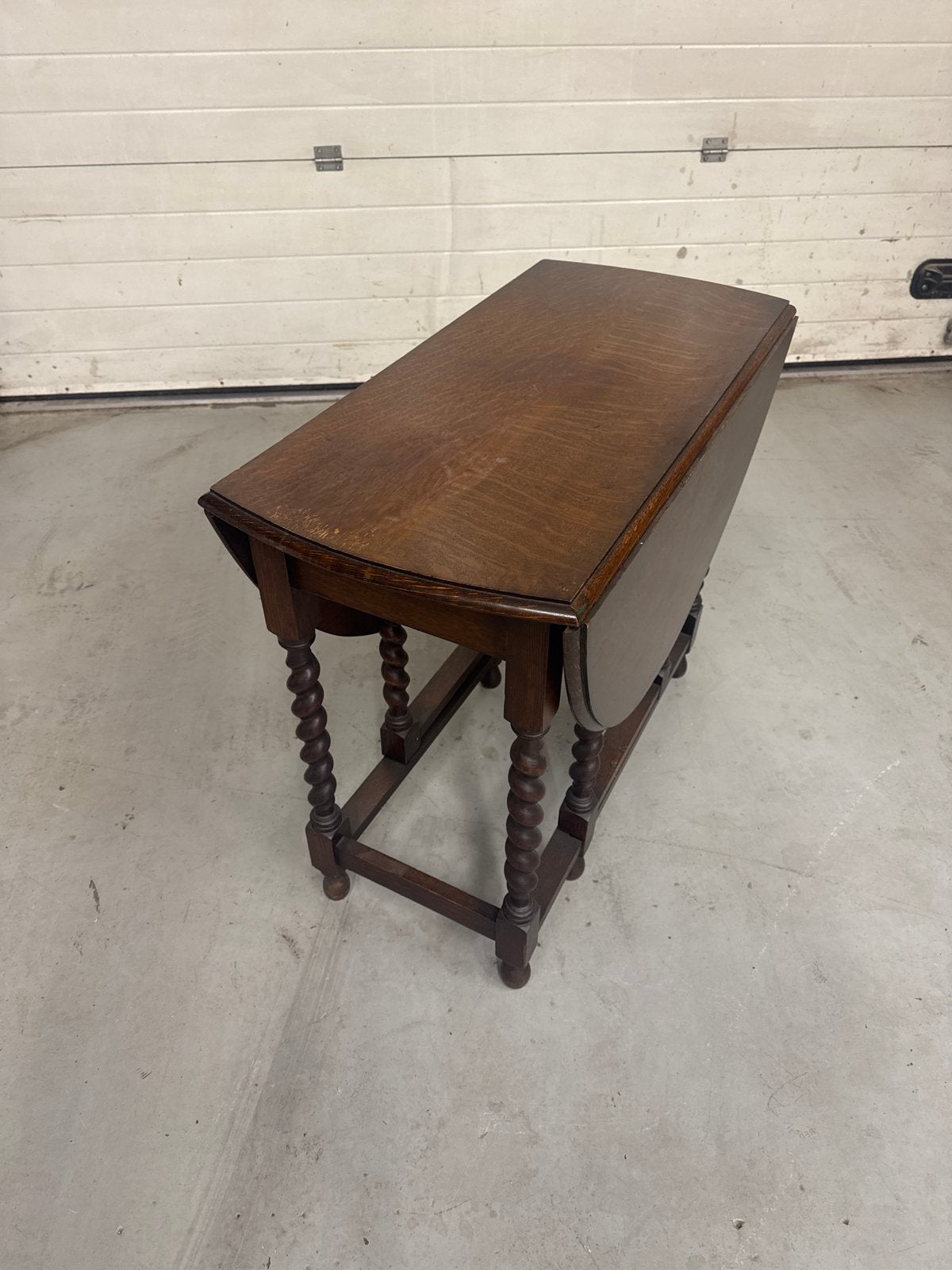 Antieke Gateleg Tafel - Eikenhout, Draaibare Poten, Ophalen