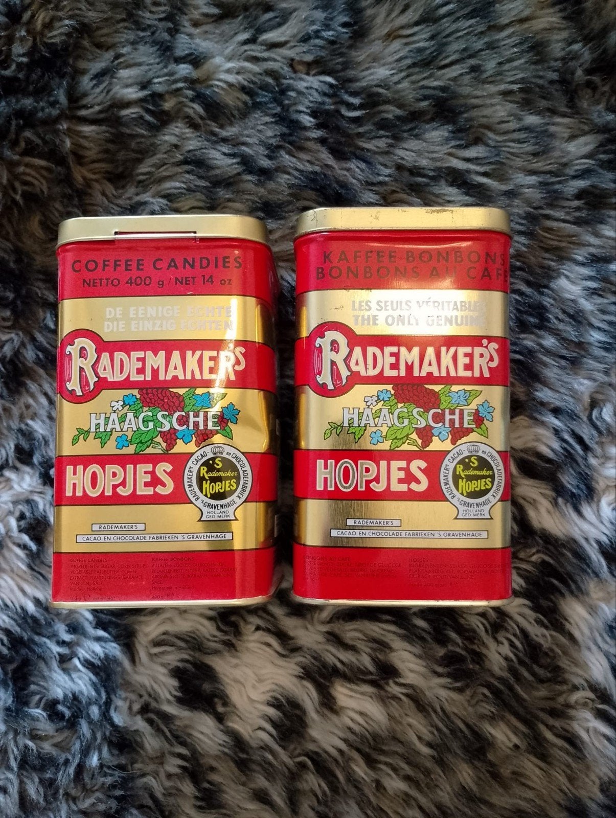 2 Vintage Rademakers Hopjes Blikken - Haagsche Hopjes, Ophalen of Verzenden, Gebruikt, Koffie, Overige merken