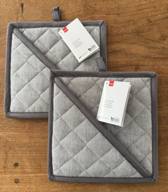Nieuw: 2 katoenen pannenlappen - HEMA, Overige typen, Nieuw, Ophalen of Verzenden, Natuurlijk materiaal