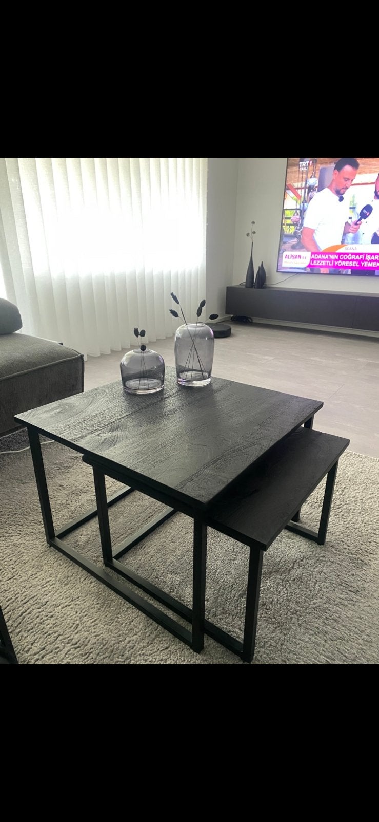 Salon tafel mangohout cube sett vierkant 2 stuks, Huis en Inrichting, Tafels | Salontafels, Vierkant, Zo goed als nieuw, Minder dan 50 cm