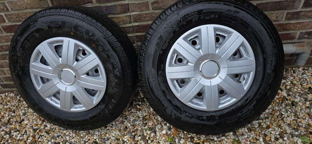 2x 195/R14C banden op velg caravan of aanhanger. Steek 5x112, Ophalen, 14 inch, Overige, Banden en Velgen