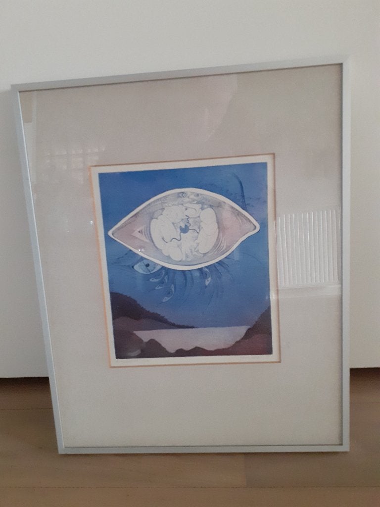 Yvonne Borgers ets "Aquatint", Antiek en Kunst, Ophalen, 25 cm, Ets, Met passe-partout