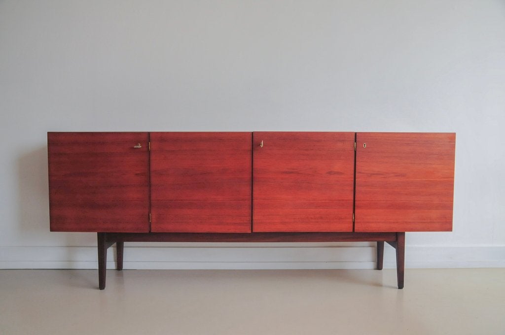 vintage Deens dressoir zwart wit lades, Gebruikt, 150 tot 200 cm, Met lade(s), Ophalen of Verzenden