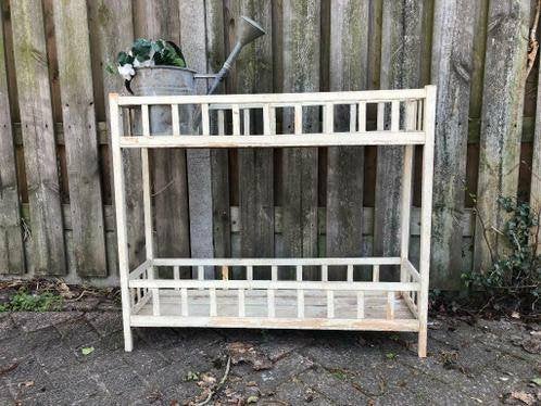 Brocante oude houten winkelrek - plantenbak - plantenrek, Ophalen