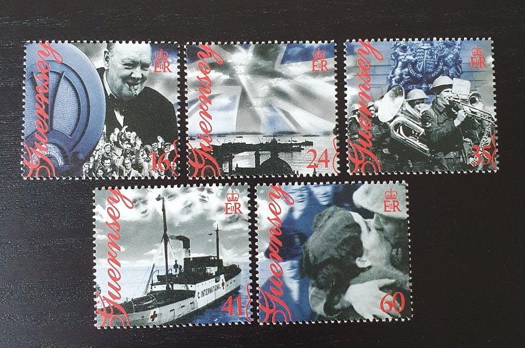 Guernsey 1995 50 jaar einde WWII Michel 672-676 postfris, Verzenden, Postfris, Overige thema's