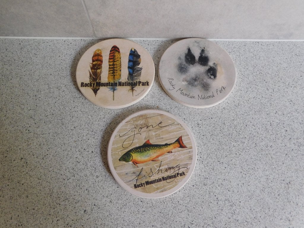 Onderzetter Tegel 12 cm. Rocky Mountains Canada, Huis en Inrichting, Woonaccessoires | Onderzetters, Ophalen of Verzenden, Zo goed als nieuw