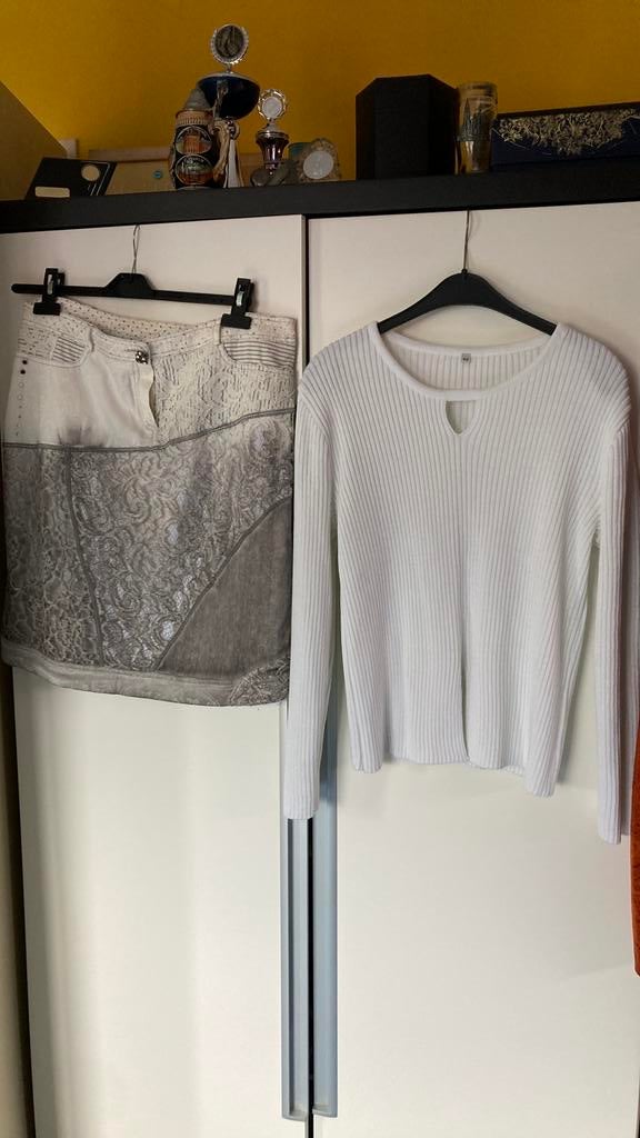 Elisa Cavaletti rok zomer zgan xl met trui, Wit, Maat 46/48 (XL) of groter, Ophalen of Verzenden, Zo goed als nieuw