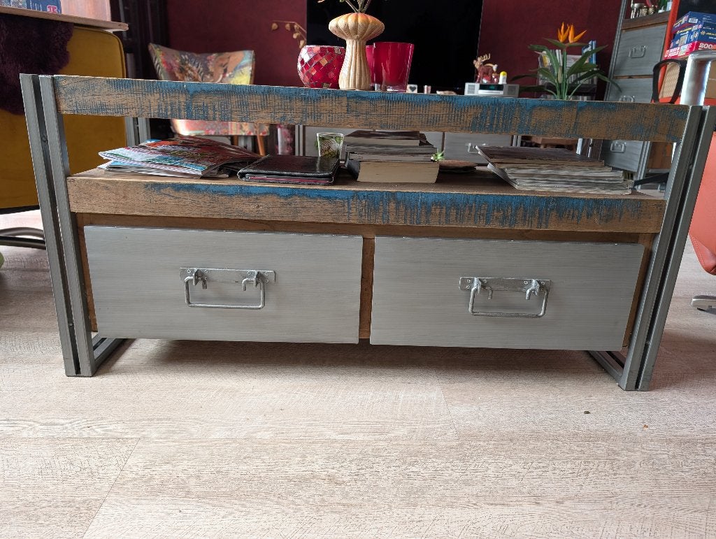 tv/salon tafel, Huis en Inrichting, Gebruikt, 100 tot 150 cm, 50 tot 100 cm, Hout met metaal