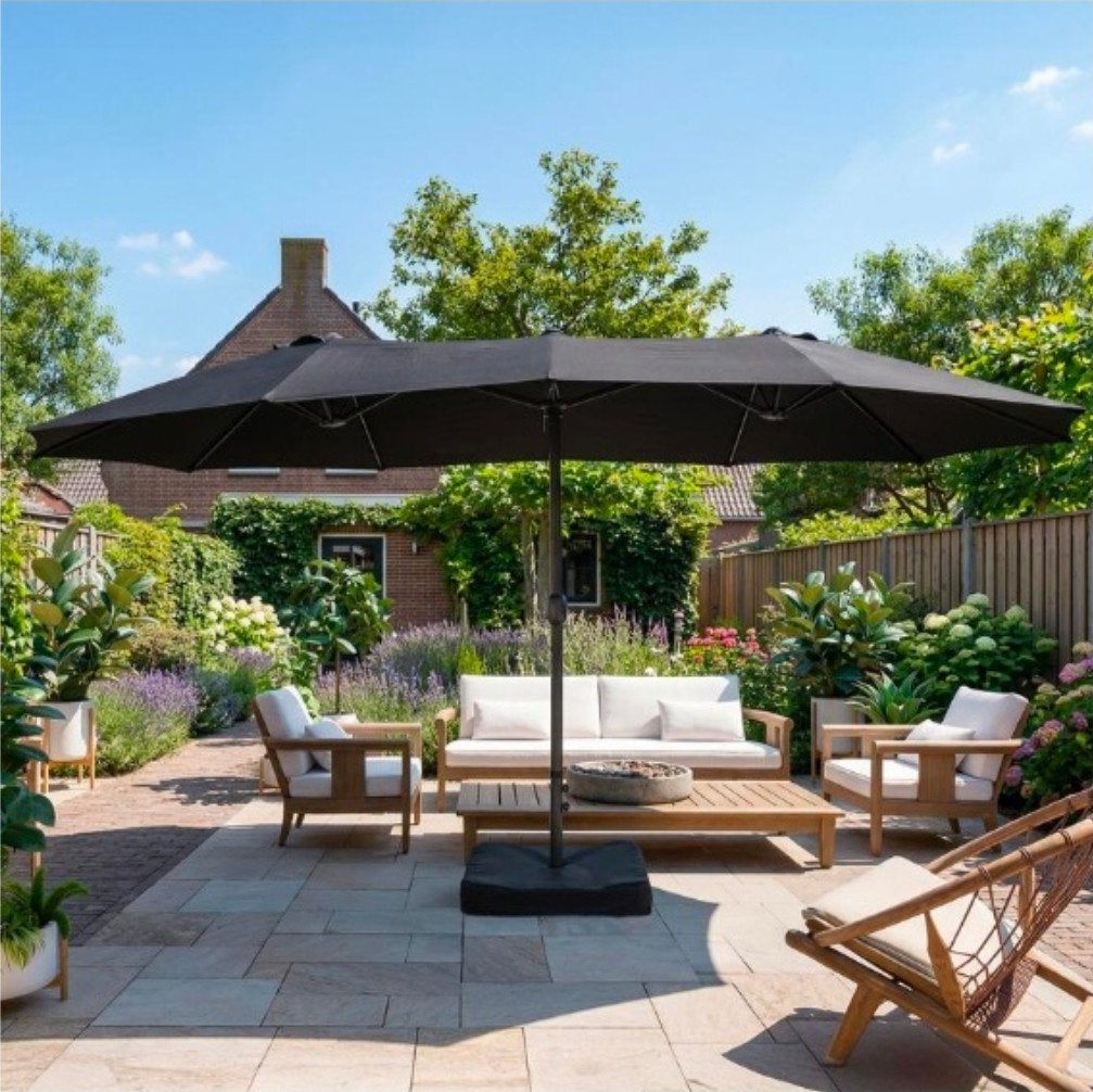 Dubbele parasol, Ophalen, Zo goed als nieuw, Stokparasol