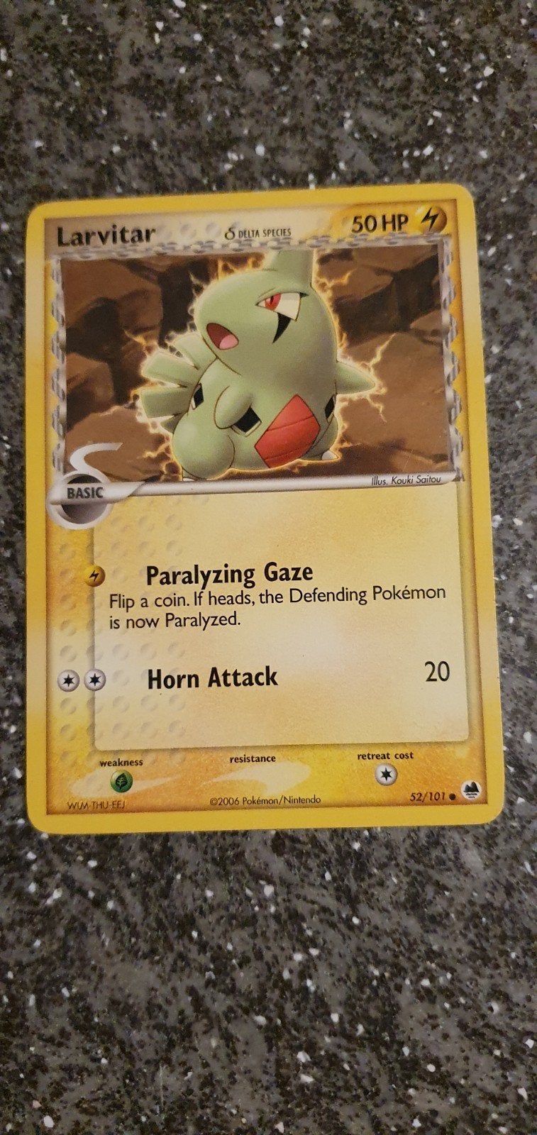 Larvitar 52/101 EX Dragon Frontiers Pokémon Kaart, Ophalen of Verzenden, Gebruikt, Losse kaart