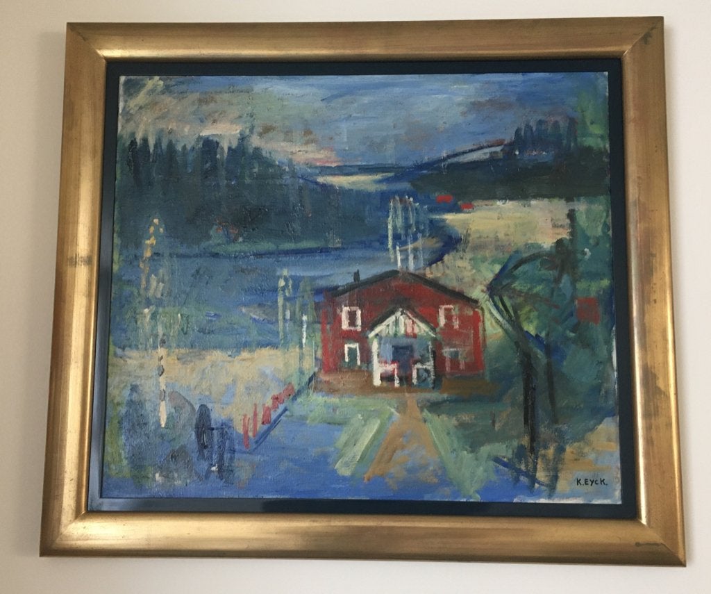 Karin Eyck (1901-1996) Echtgenote Charles Eyck, Antiek en Kunst, Ophalen of Verzenden, Origineel werk, Landschap, Doek