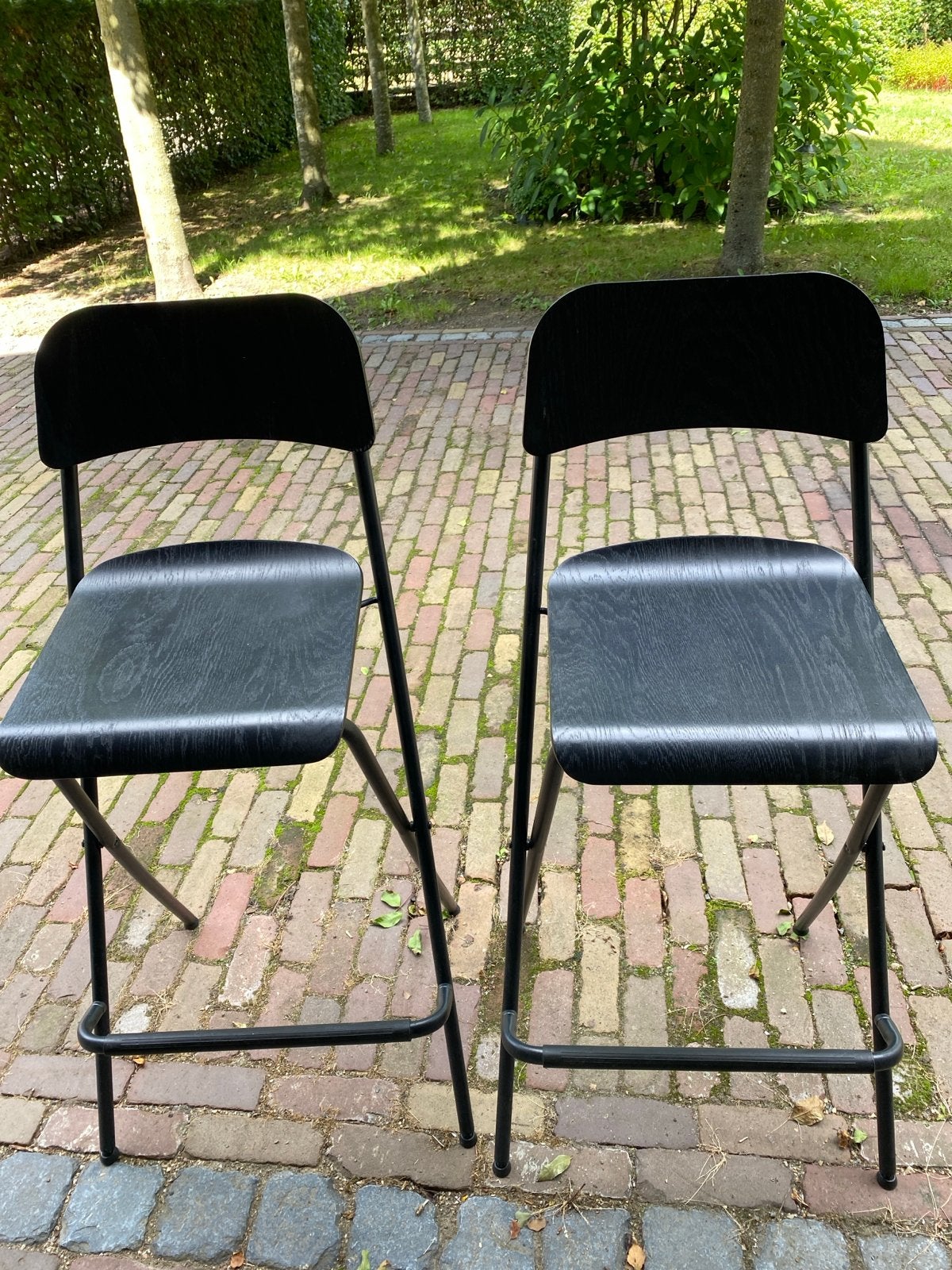 6 zwarte IKEA bar krukken met rugleuning, Ophalen, Gebruikt, Met voetsteun, 60 tot 90 cm
