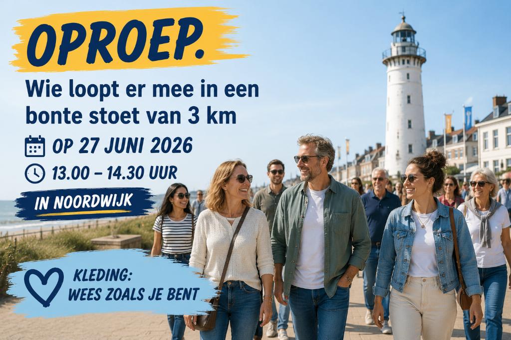 Loop mee met de 3 km walk in Noordwijk op 27 juni 2026, Contacten en Berichten, Advies en Oproepen