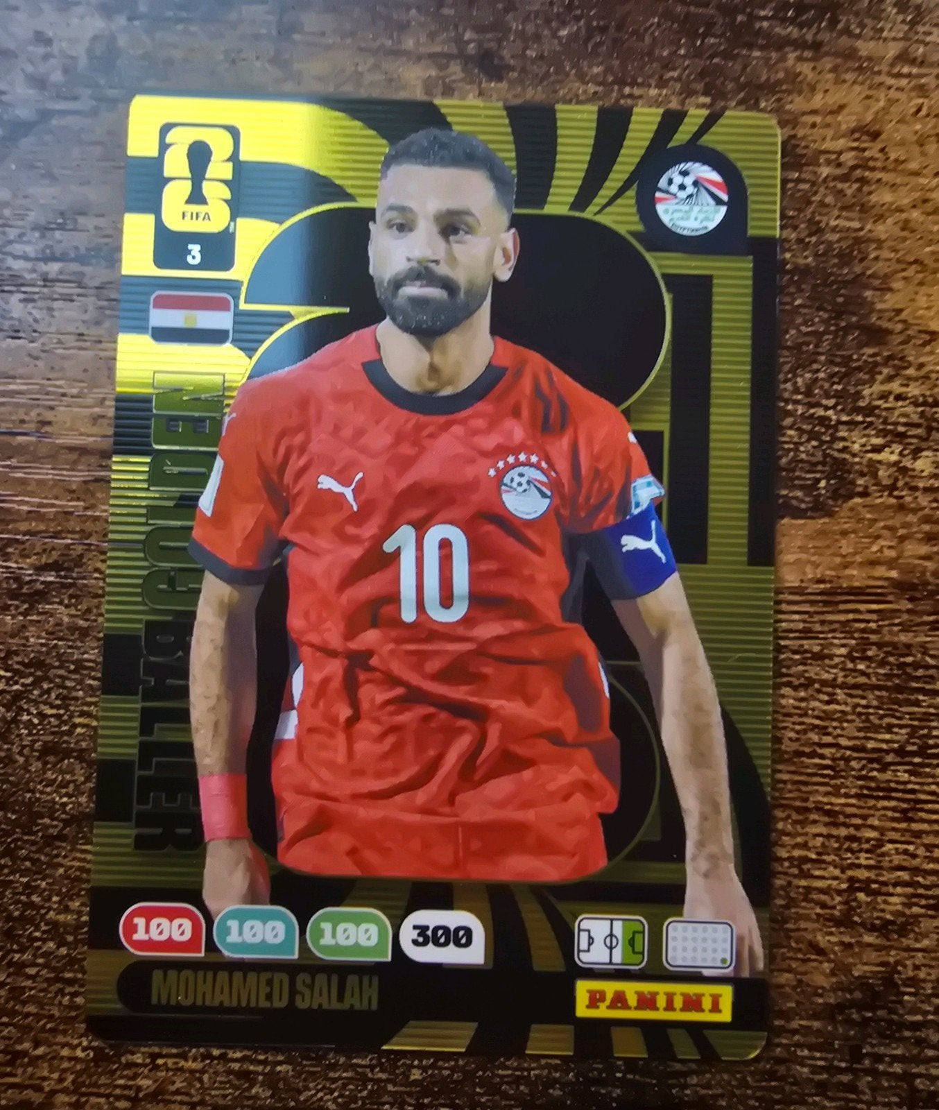 Panini fifa world cup wk golden baller 3 mohamed salah, Ophalen of Verzenden, Zo goed als nieuw, Plaatje