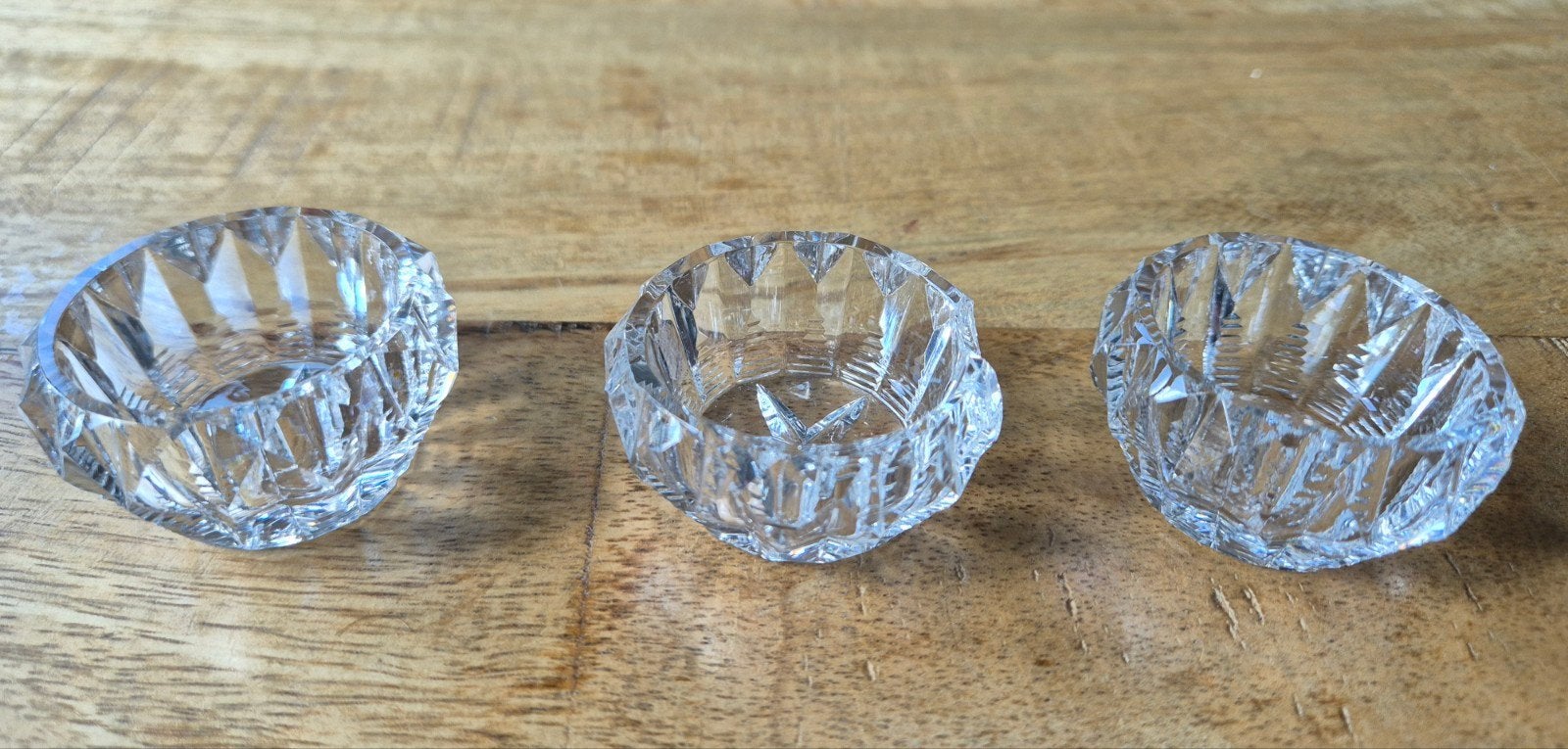 Set van 3 antieke kristallen zoutvaatjes., Ophalen of Verzenden