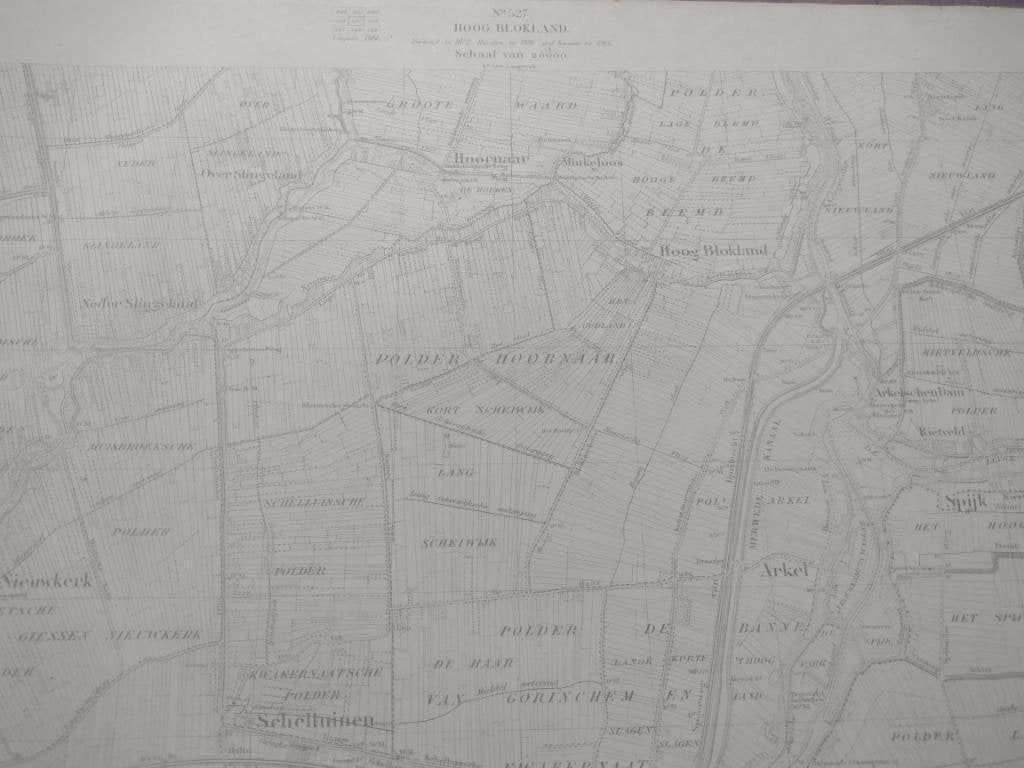527 Hoog Blokland Hoornaar Spijk Arkel Plattegrond 1914, Antiek en Kunst, Ophalen of Verzenden