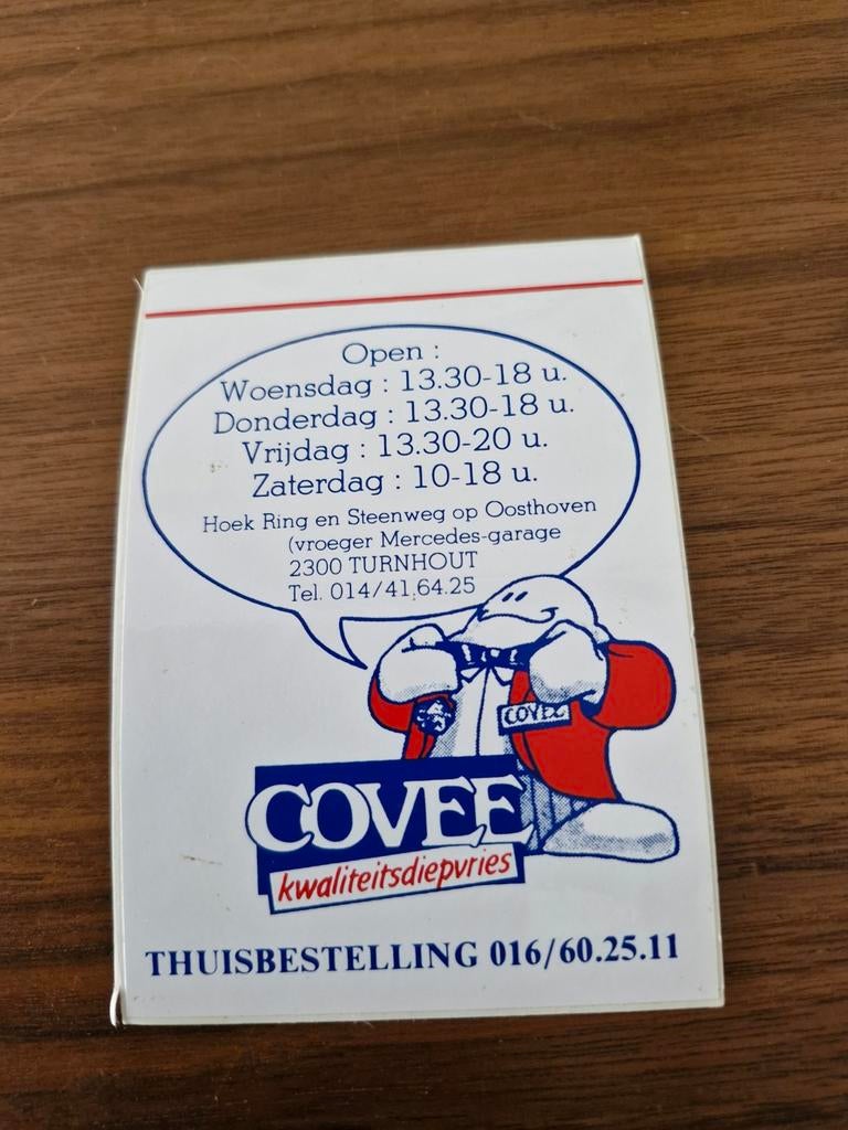 7703 Sticker Covee Kwaliteitsdiepvries Turnhout, Verzamelen, Ophalen of Verzenden, Zo goed als nieuw