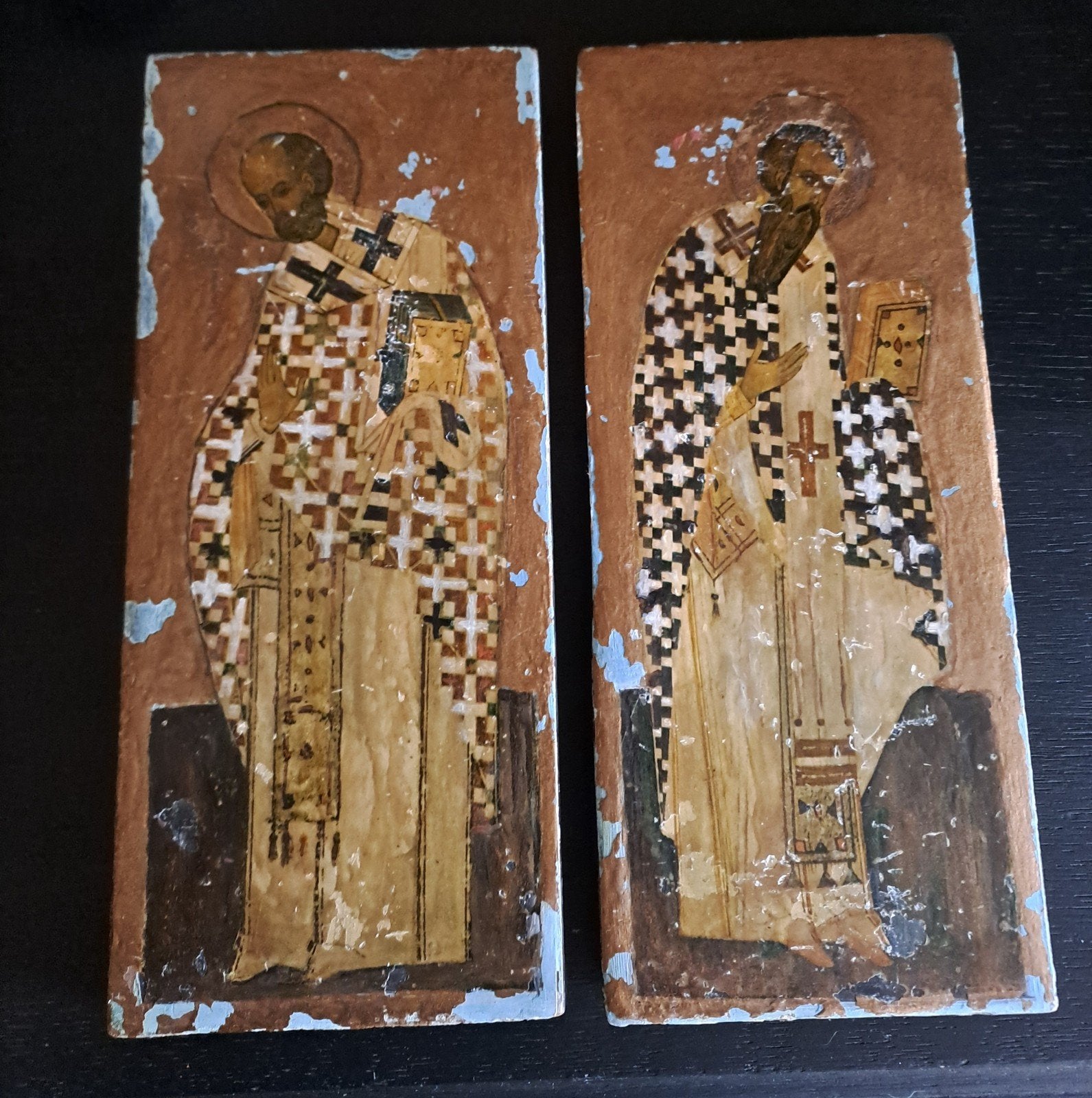 Houten iconen (tweeluik), Ophalen of Verzenden