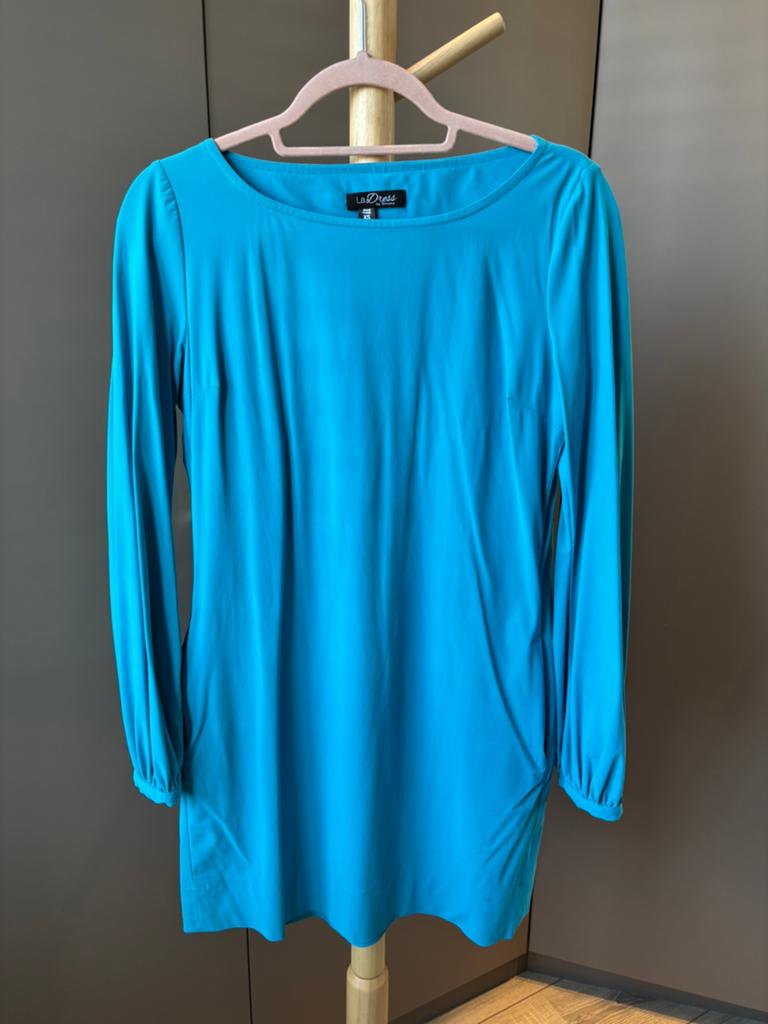 Ladress XS (S) jurk A lijn blauw zgan!, Blauw, Ophalen of Verzenden, Zo goed als nieuw, Maat 36 (S)